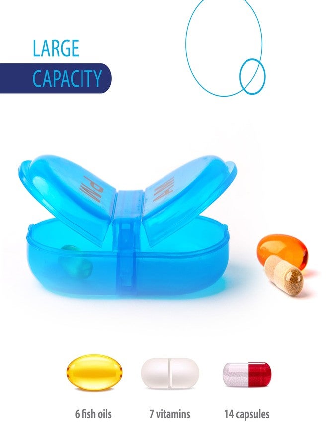 Deke Home - Pill Organizer AM PM, 2 Compartment Pill Box for Pocket or Purse, Small Daily Medicine Case, Travel Pill Holder, Easy Open Pill Container for Seniors, Vitamins & Supplements (Blue) - Image 4